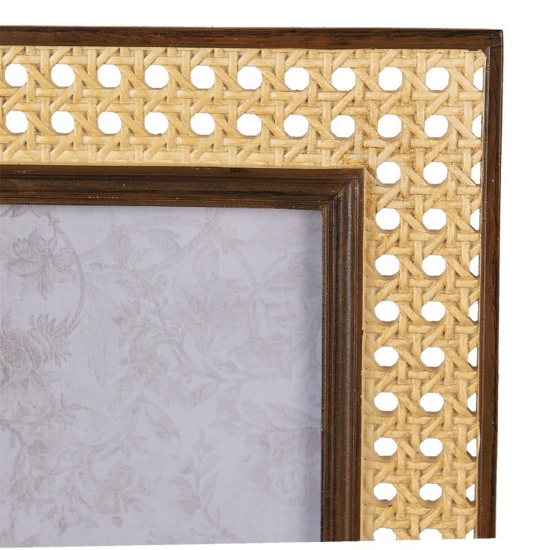 Hnědý fotorámeček s designem ratanovým výpletem - 18*1*23 cm / 10*15 cm