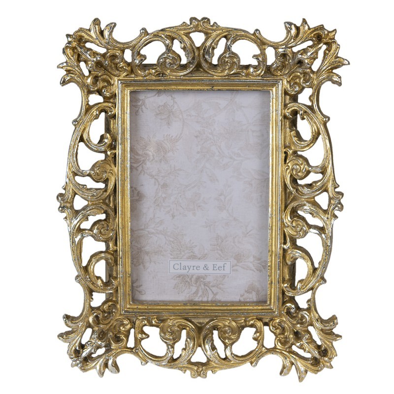 Zlatý fotorámeček s patinou a ornamentem - 19*4*24 cm / 10*15 cm Clayre & Eef