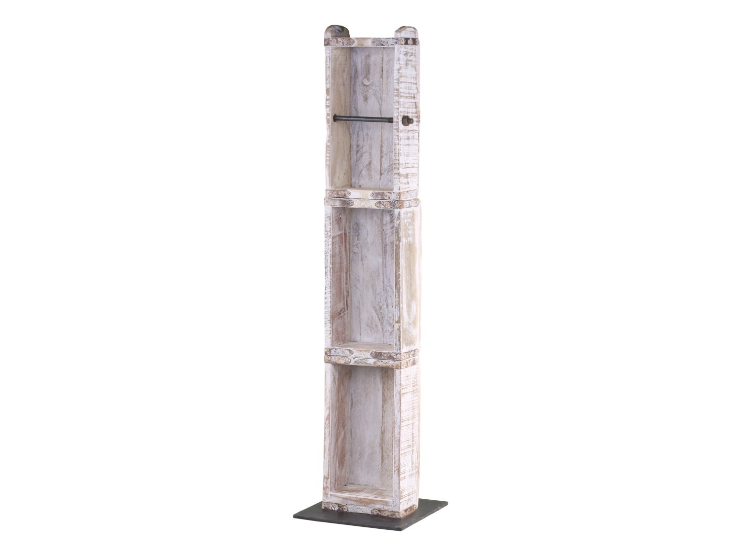 Dřevěný bílý antik stojan na toaletní papír Grimaud Brick - 14*8*82 cm