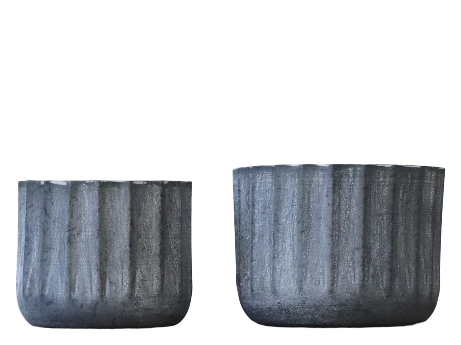2ks dekorační plechový zinkový antik obal na květináč - Ø 10*8 cm