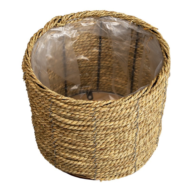Pletený přírodní obal na květinu M - Ø 26*21 cm