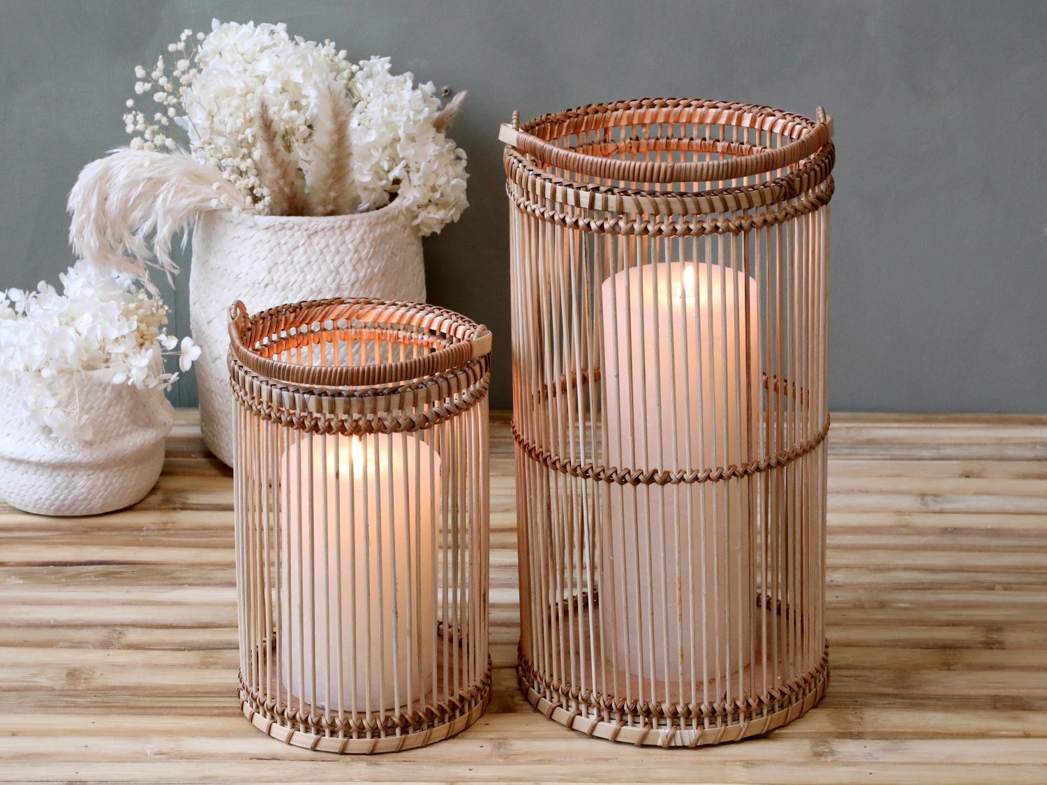 Přírodní dřevěná lucerna Bamboo - Ø16*25cm