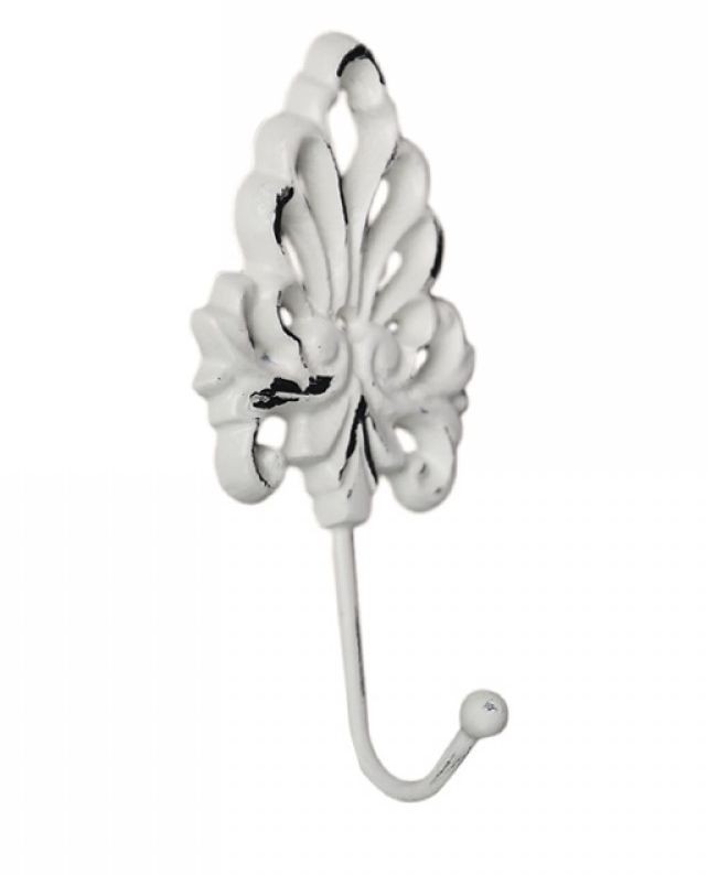 Béžový antik nástěnný háček s ornamentem - 8*1*16,5 cm