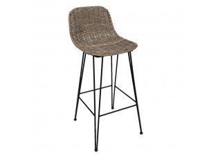 Ratanová barová stolička s kovovou podnoží Rattion - 40*40*93 cm