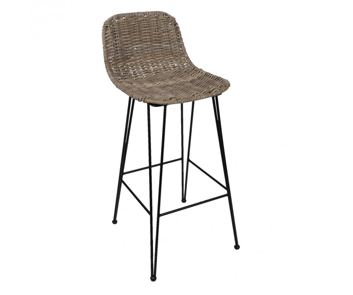 Ratanová barová stolička s kovovou podnoží Rattion - 40*40*93 cm