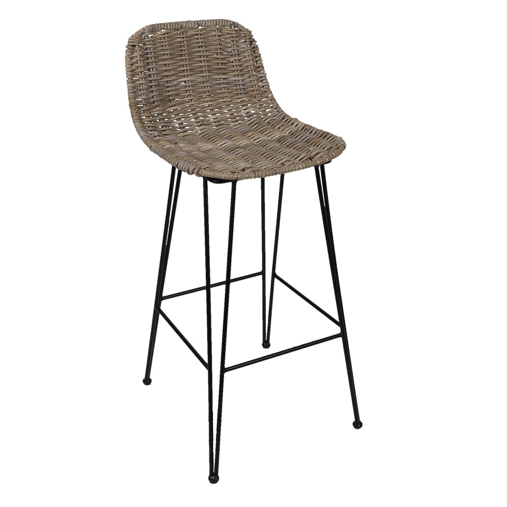 Ratanová barová stolička s kovovou podnoží Rattion - 40*40*93 cm Clayre & Eef