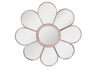 Růžovo-zlaté nástěnné zrcadlo ve tvaru květiny Flower Pink  - Ø 29*2 cm
