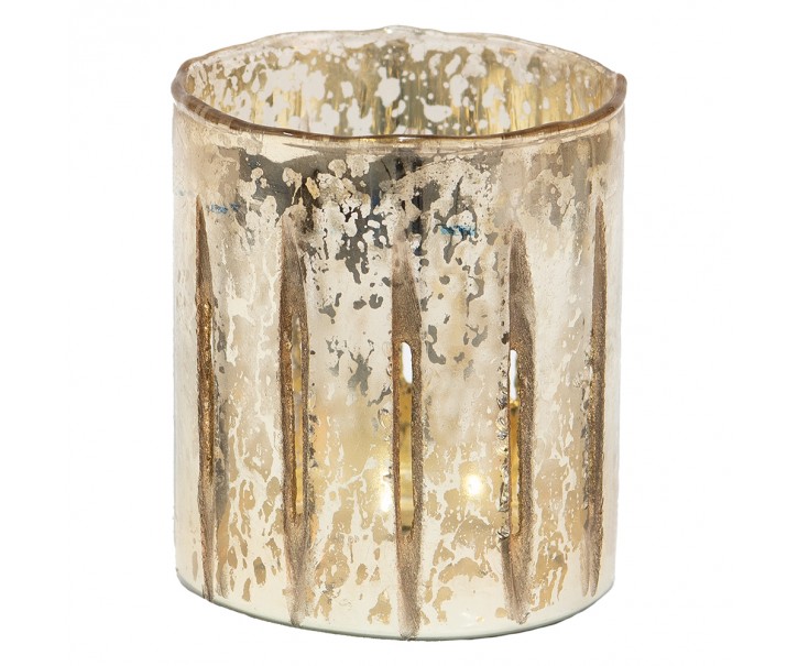 Zlatý skleněný svícen na čajové svíčky - Ø 11*13 cm