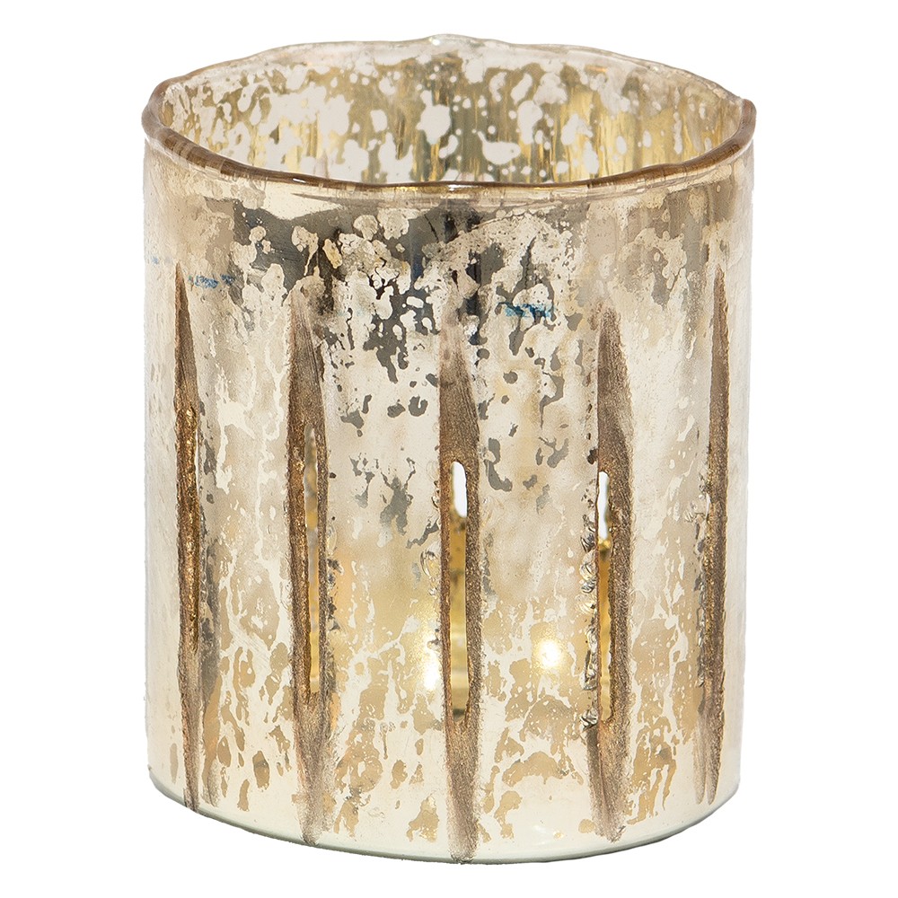 Zlatý skleněný svícen na čajové svíčky - Ø 11*13 cm Clayre & Eef