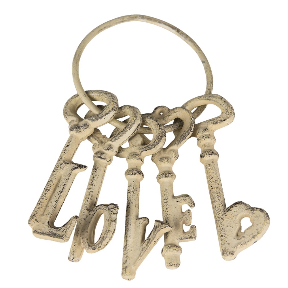 Béžový antik kovový svazek klíčů Love - 10*5*20 cm Clayre & Eef