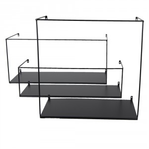 Set 3ks černá antik nástěnná polička - 55*20*25 / 50*16*15 / 40*18*40 cm