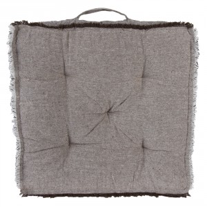 Vyšší šedý podsedák s uchem a krátkým třepením Sally - 45*45*8 cm