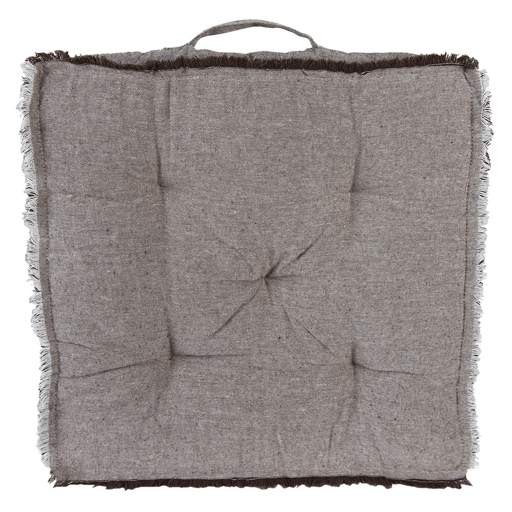 Vyšší šedý podsedák s uchem a krátkým třepením Sally - 45*45*8 cm