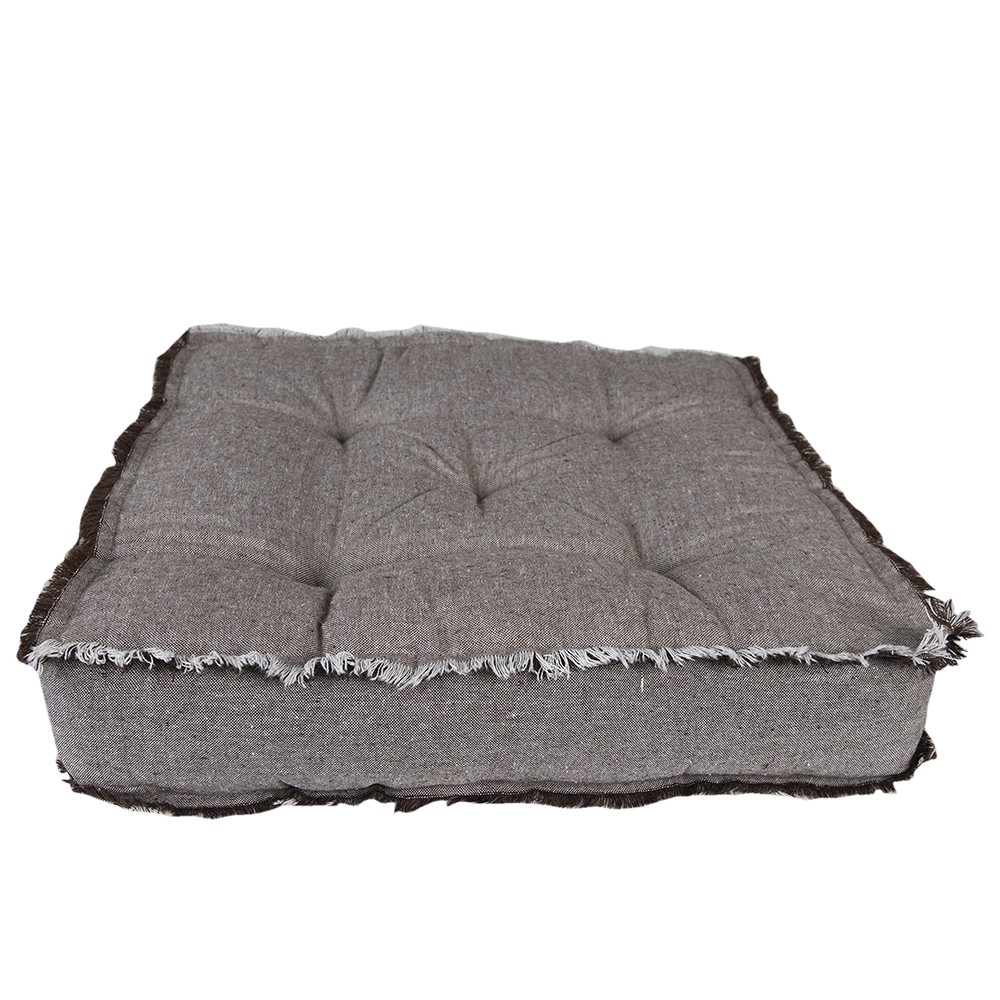 Vyšší šedý podsedák s uchem a krátkým třepením Sally - 45*45*8 cm