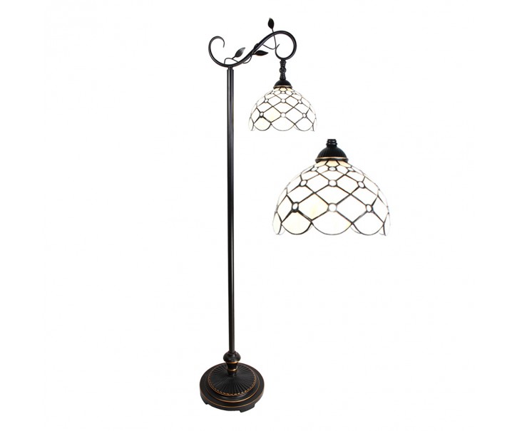 Bílá stojací Tiffany lampa kamínky TransparentEye - 36*25*152 cm E27/max 1*60W Clayre & Eef