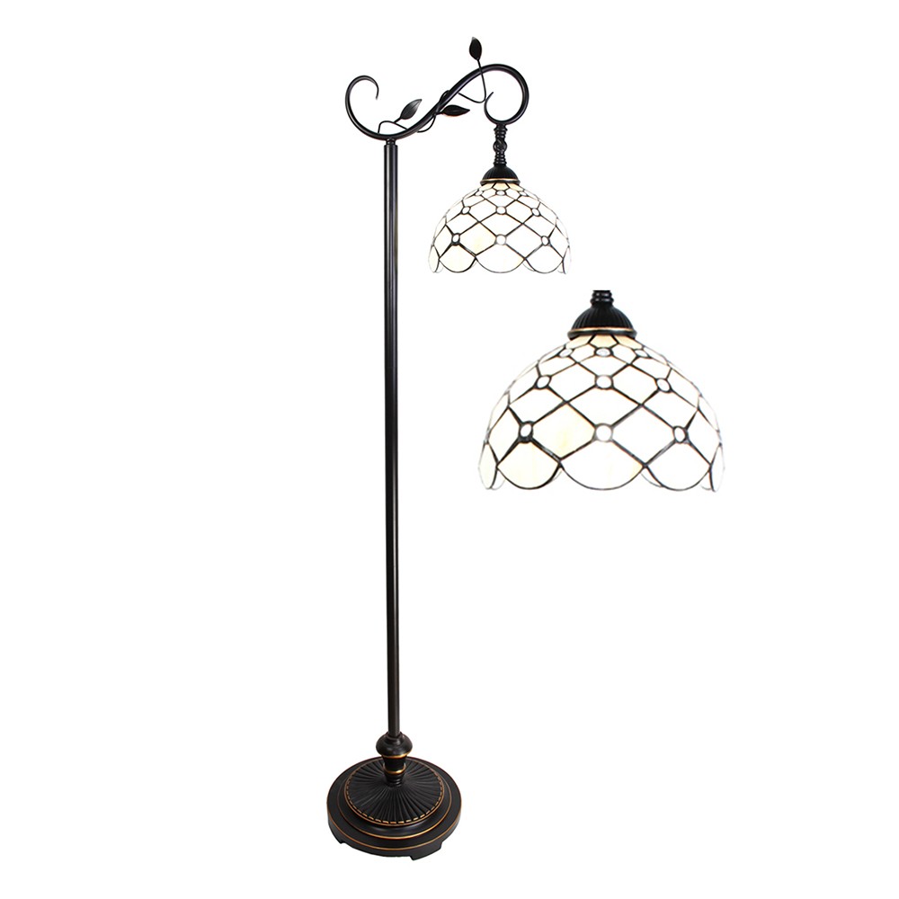 Levně Bílá stojací Tiffany lampa kamínky TransparentEye - 36*25*152 cm E27/max 1*60W 5LL-6244