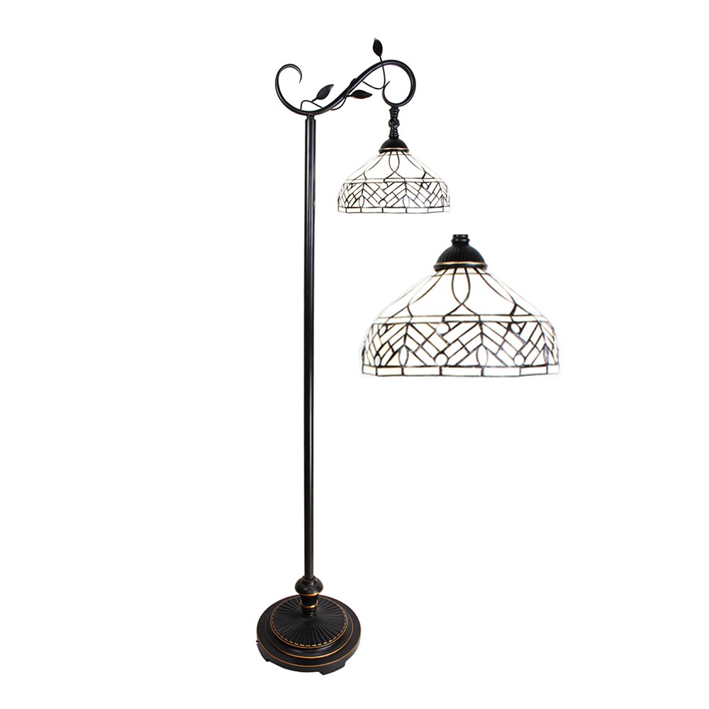 Bílá stojací Tiffany lampa kamínky TransparentEye - 36*25*152 cm E27/max 1*60W