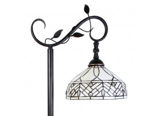 Bílá stojací Tiffany lampa kamínky TransparentEye - 36*25*152 cm E27/max 1*60W