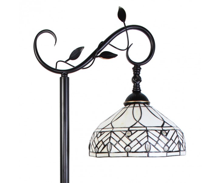 Bílá stojací Tiffany lampa kamínky TransparentEye - 36*25*152 cm E27/max 1*60W