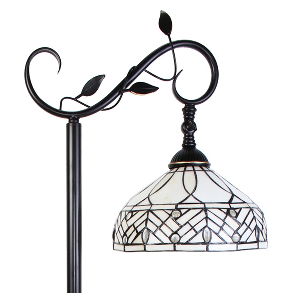 Bílá stojací Tiffany lampa kamínky TransparentEye - 36*25*152 cm E27/max 1*60W