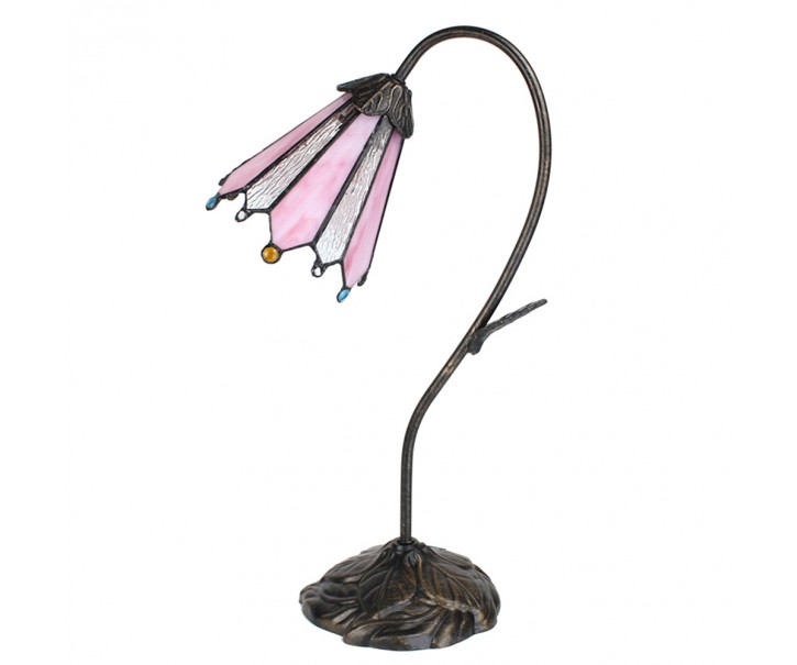 Stolní Tiffany lampa Flowerbell pink - 30*17*48 cm E14/max 1*25W