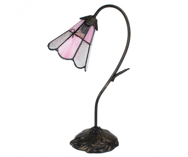Stolní lampa Tiffany FlowerArc pink - 30*17*48 cm E14/max 1*25W