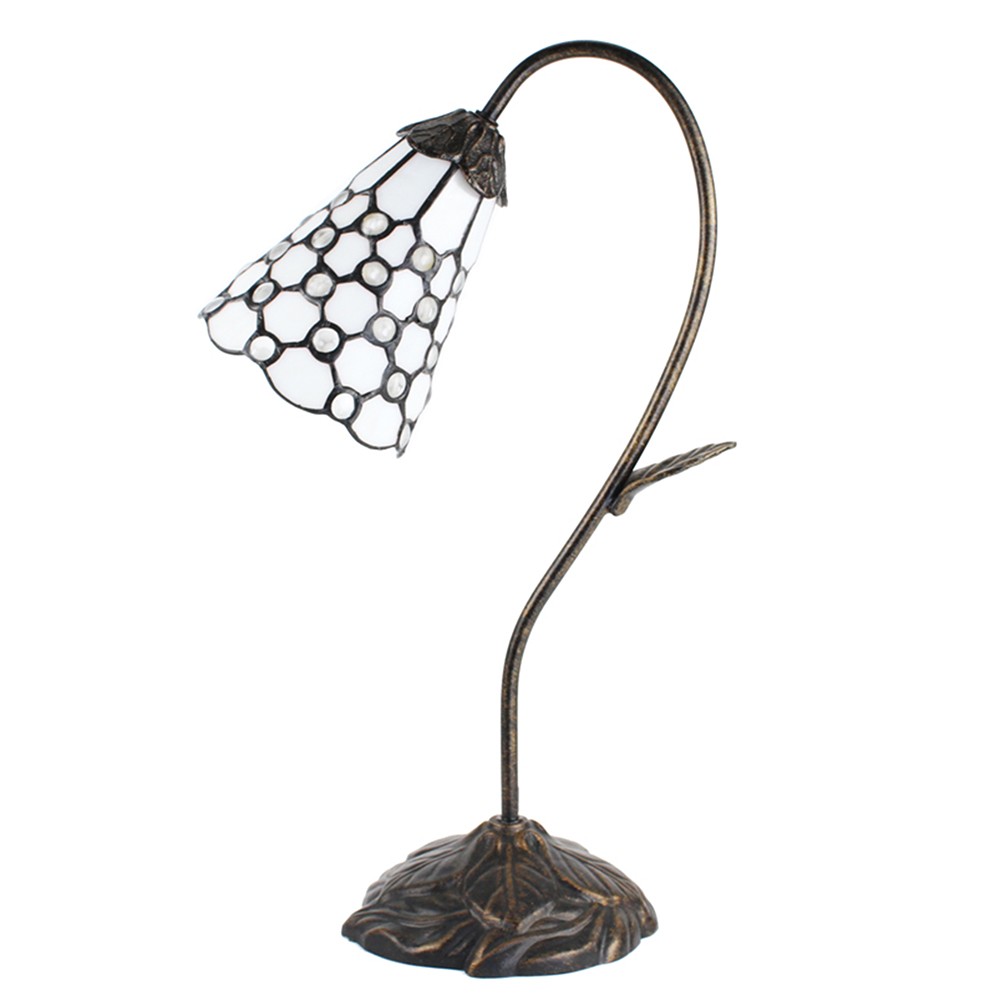 Stolní Tiffany lampa kamínky TransparentEye - 30*17*48 cm E14/max 1*25W Clayre & Eef