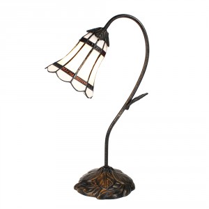 Stolní Tiffany lampa hnědé pruhy BrownLine - 30*17*48 cm E14/max 1*25W