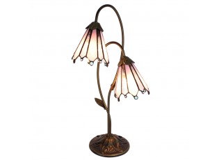 Stolní lampa Tiffany Flowerbell pink - 35*18*61 cm E14/max 2*25W