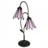 Stolní lampa Tiffany Flowerbell pink - 35*18*61 cm E14/max 2*25W Barva: růžová/bílá/hnědáMateriál: opálové sklo/kov/polyresinHmotnost: 2,5 kg