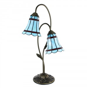 Stolní Tiffany lampa 2 stínidla červené pruhy RedLine - 35*18*61 cm E14/max 2*25W
