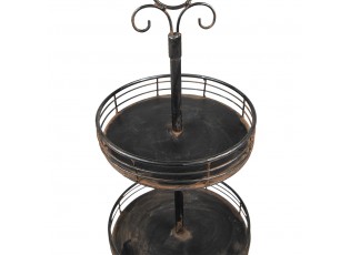 Černý antik kovový 3patrový stojan / etažér Filbo - Ø 34*95 cm