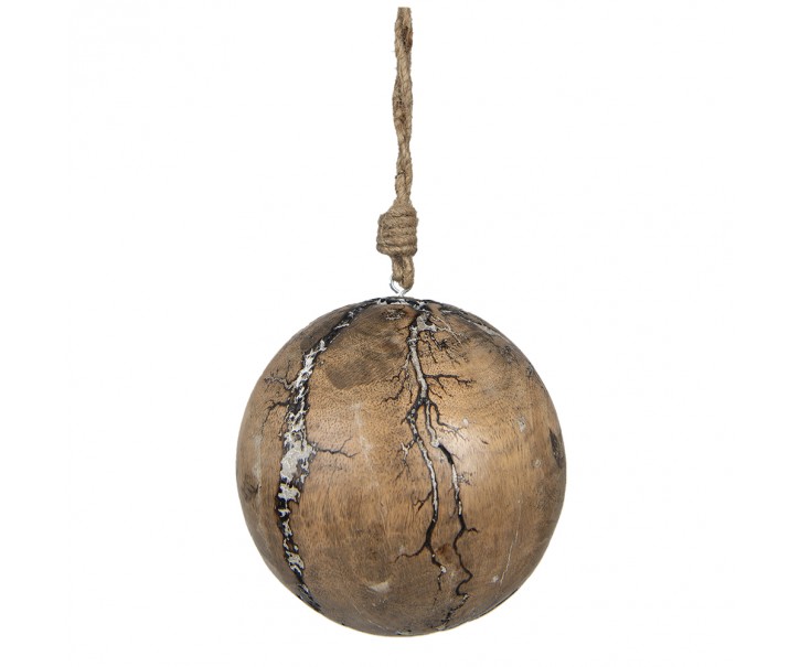 Vánoční dekorace dřevěná koule s popraskáním - Ø 12*12 cm