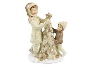 Vánoční dekorace děti u stromečku - 10*5*14 cm
