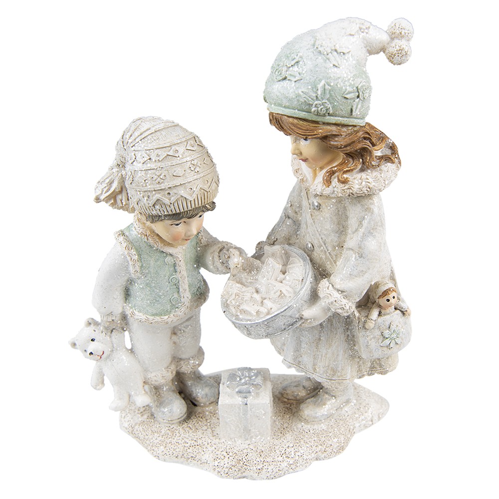 Vánoční dekorace soška děti s medvídkem a panenkou - 15*8*19 cm Clayre & Eef