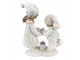 Vánoční dekorace soška děti s medvídkem a panenkou - 15*8*19 cm