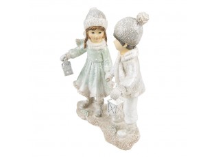 Vánoční dekorace soška děti držící se za ruce s lucernami - 16*9*19 cm