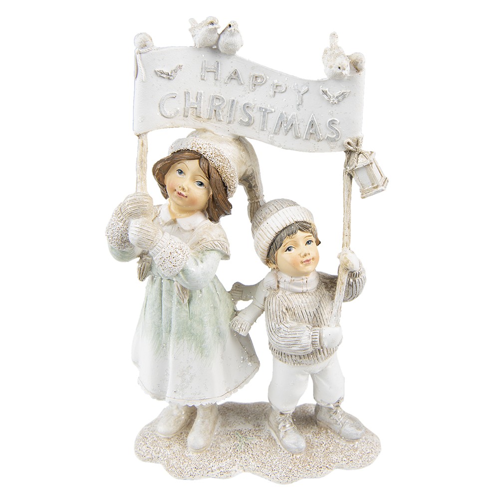 Vánoční dekorace soška děti Happy Christmas - 14*7*23 cm Clayre & Eef