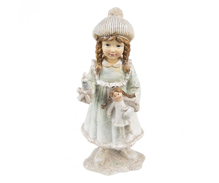Vánoční dekorace soška děvče s panenkou - 8*7*19 cm