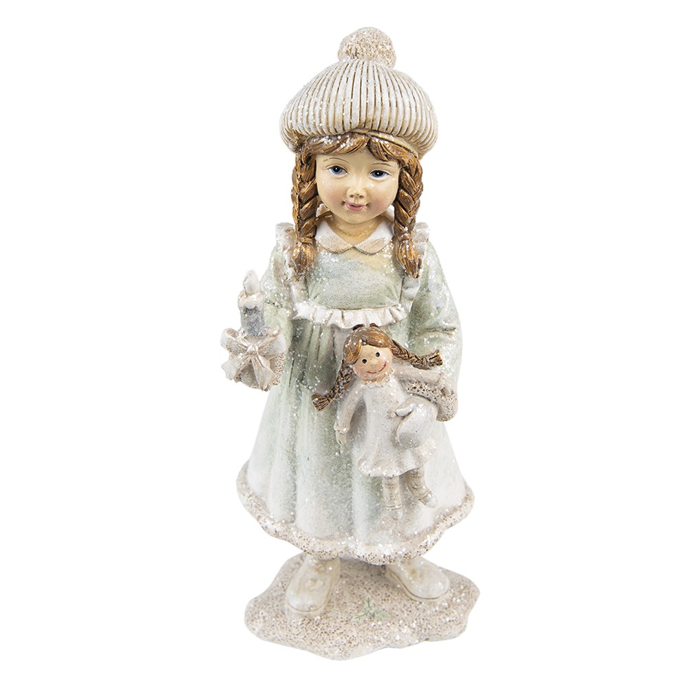 Vánoční dekorace soška děvče s panenkou - 8*7*19 cm Clayre & Eef