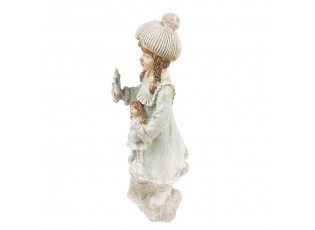 Vánoční dekorace soška děvče s panenkou - 8*7*19 cm