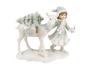 Vánoční dekorace socha děvčete vezoucí stromek - 22*9*18 cm