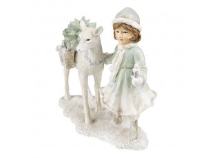 Vánoční dekorace socha děvčete vezoucí stromek - 22*9*18 cm