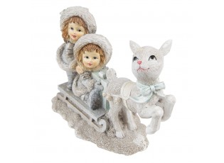 Vánoční dekorace soška dětí na saních - 16*7*12 cm