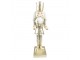 Vánoční dekorační socha Louskáček ve zlatém obleku s podnosem - 17*23*35 cm