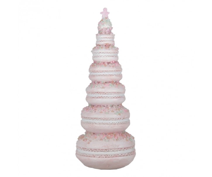 Dekorace růžové makronky zdobené korálky - Ø 7*20 cm