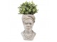 Šedý cementový květináč hlava ženy - 17*16*27 cm