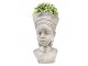 Šedý cementový květináč africká žena - 16*15*29 cm