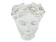 Šedý antik cementový nástěnný květináč hlava ženy - 17*13*21 cm