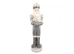 Stříbrná vánoční dekorace socha Santa jako Louskáček - 22*21*82 cm